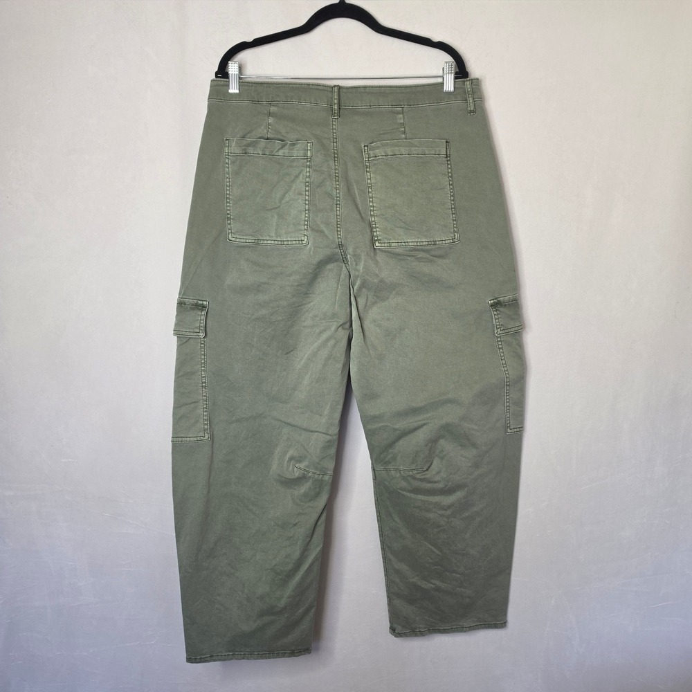 Gap Barrel Cargo Pants Olive Green Khaki Size 14 High Rise Utility Gorpcore - Picture 3 of 12